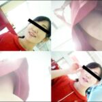 赤いワンピースを着たコスメショップの店員お姉さんを逆さ盗撮した動画